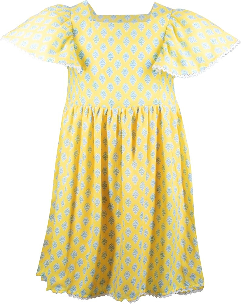 French Connection Girls All Over Print Soft Casual Dress - Flutter Sleeve Ruffle Floral Print Sum... | Amazon (US)