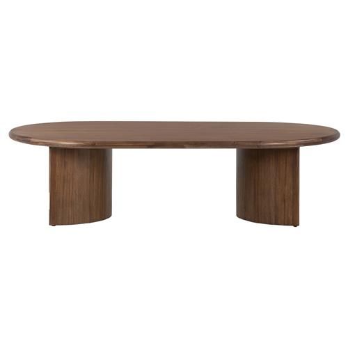 Paris Rustic Lodge Brown Acacia Wood Crescent Base Oval Coffee Table - Large | Kathy Kuo Home
