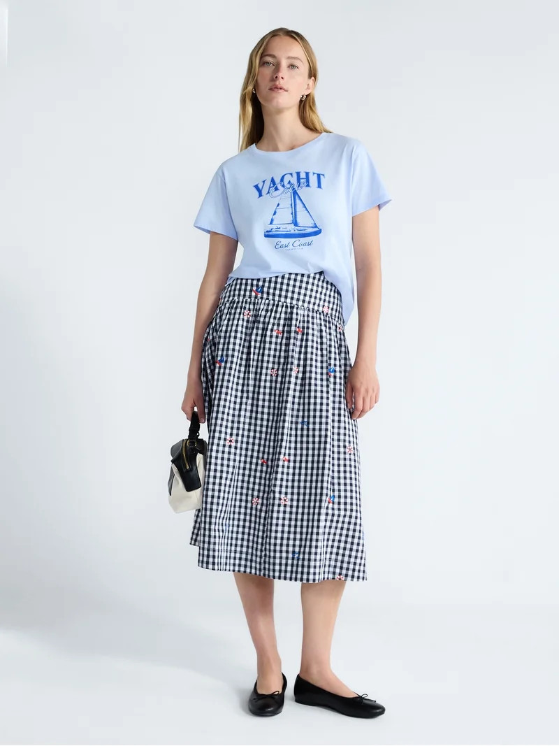 Free Assembly Women's and Women's Plus Cotton Cropped Boxy Tee with Short Sleeves, Sizes XS-4X | Walmart (US)