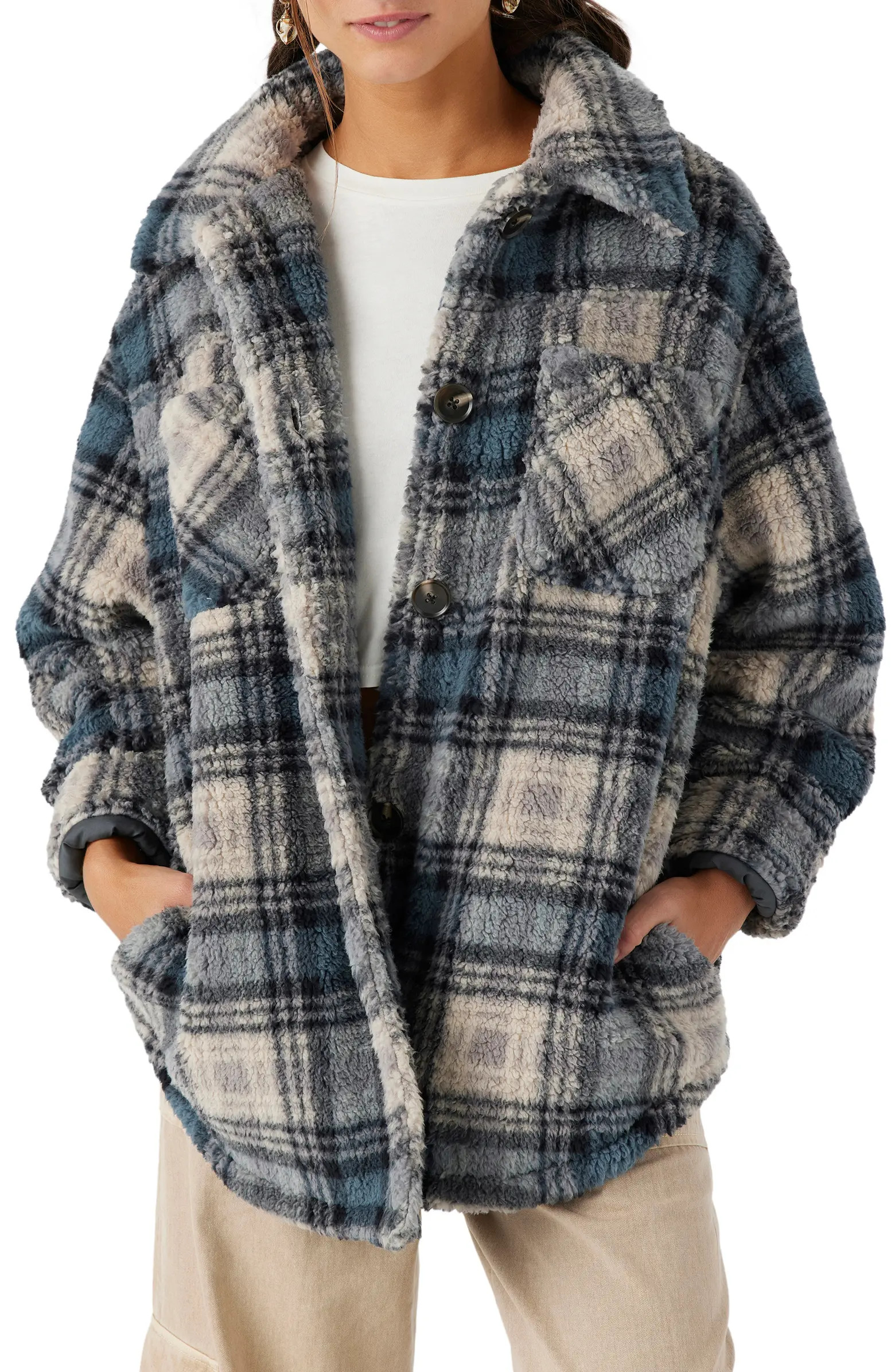 Heather Plaid Fleece Shirt Jacket | Nordstrom