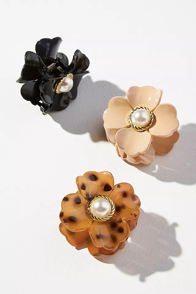 Set of Three Pearly Flower Hair Clips | Anthropologie (US)