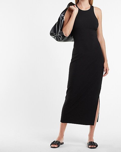 Ribbed High Neck Maxi Dress | Express