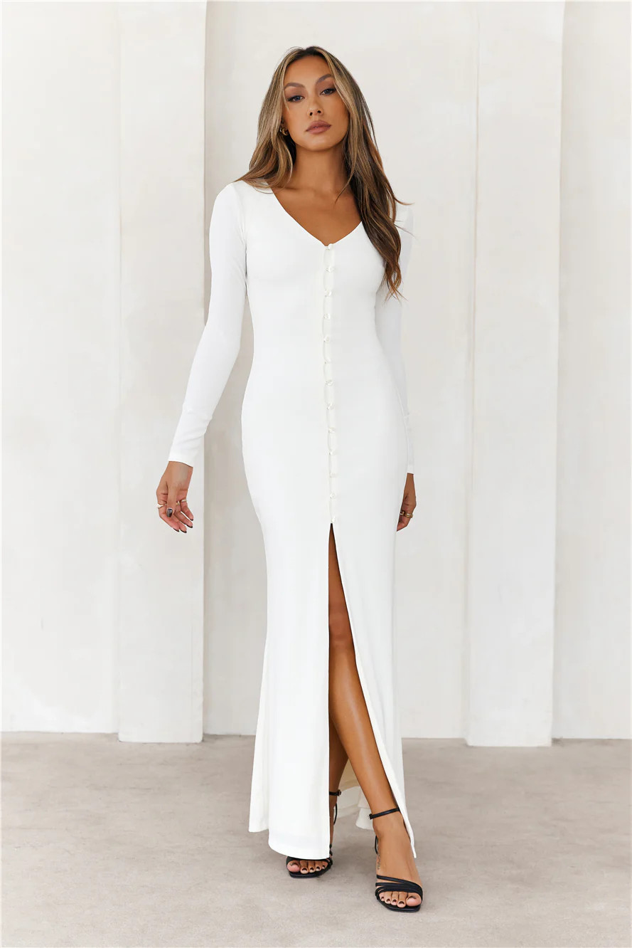 Your Style Guide Long Sleeve Maxi Dress White | Hello Molly (AU)