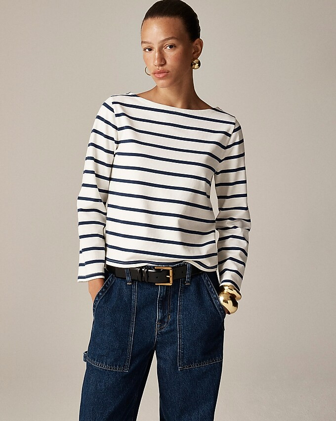 Long-sleeve boatneck T-shirt in mariner jersey | J. Crew US