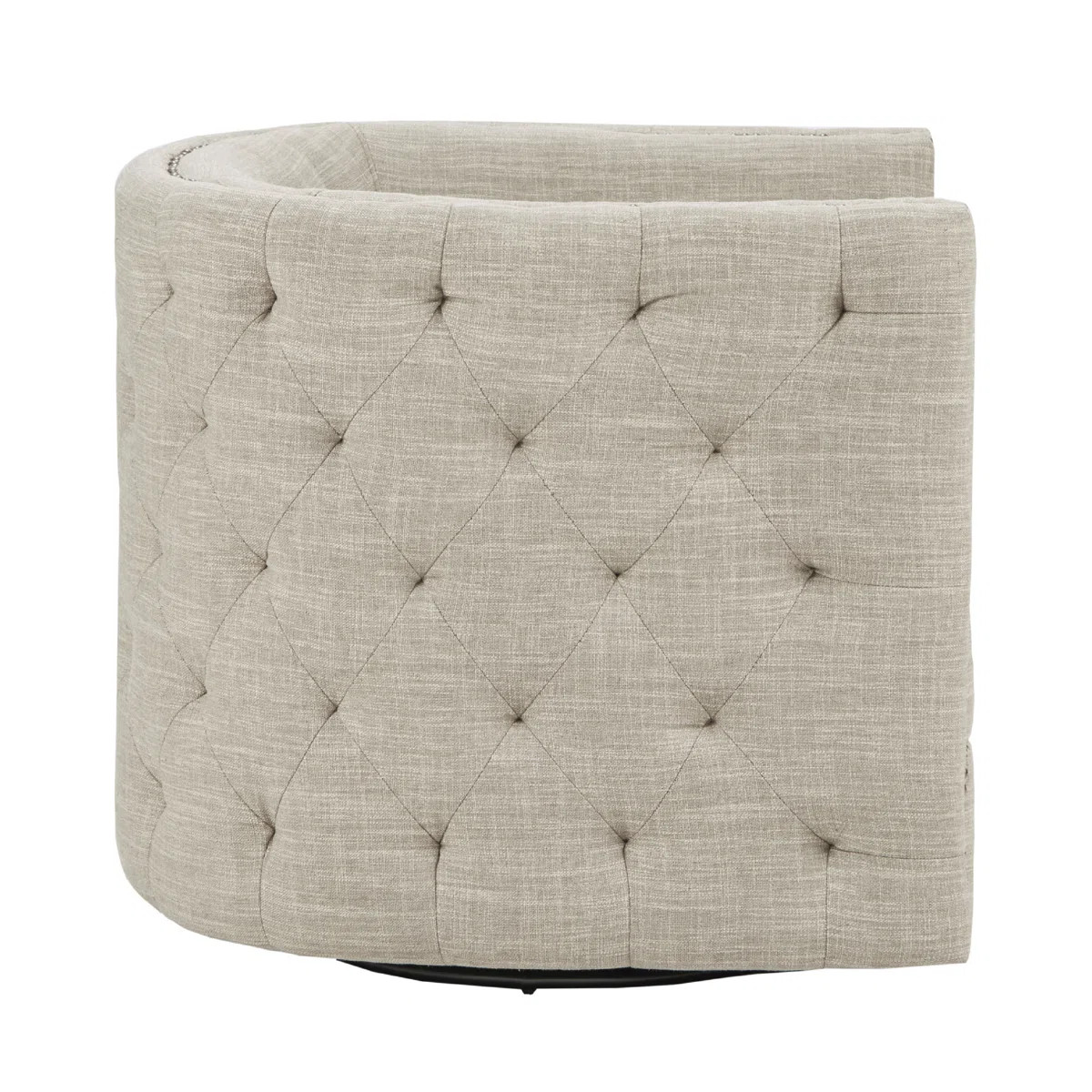 Arazia 360-Degree Swivel Barrel Chair with Tufting and Nail Heads | Wayfair North America