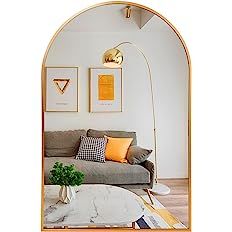 Gold Arch Mirror 20 x 30 Inch, Bathroom Arched Mirror in Aluminum Alloy Frame, Brushed Gold Arche... | Amazon (US)