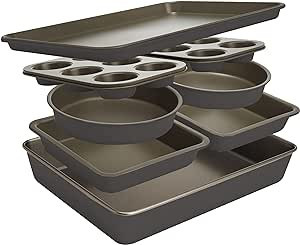 Goodful All-In-One Nonstick Bakeware Set, Stackable and Space Saving Design includes Round and Sq... | Amazon (US)