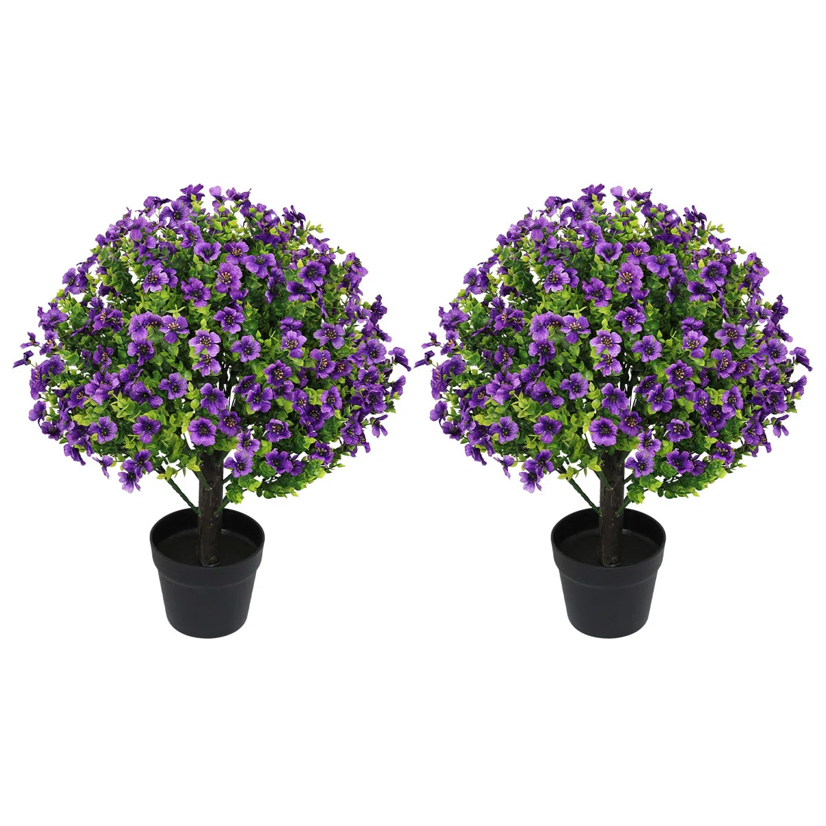 24" Artificial Boxwood Topiary Ball Tree With Flowers For Indoor & Outdoor Spring D\u00e9cor,Fake... | Wayfair North America
