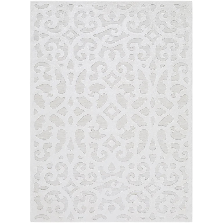 My Texas House Irongate 5'1" x 7'3 Natural Damask Area Rug | Walmart (US)