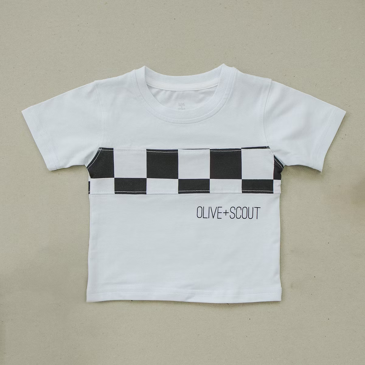 Kids Zuri Checkered Short Sleeve Tee Shirt 6Y - Olive + Scout | Target