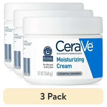 (3 pack) CeraVe Moisturizing Cream Face Moisturizer & Body Lotion for Normal to Very Dry Skin 12 oz | Walmart (US)