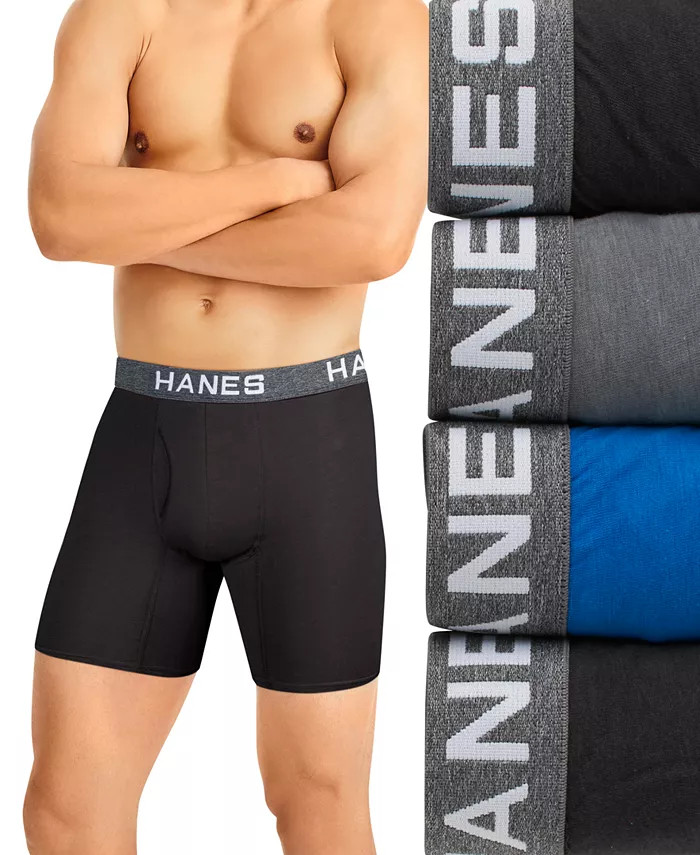 Hanes Men's Ultimate® ComfortFlex Fit® 4-Pk. Moisture-Wicking Stretch Boxer Briefs & Reviews - ... | Macys (US)