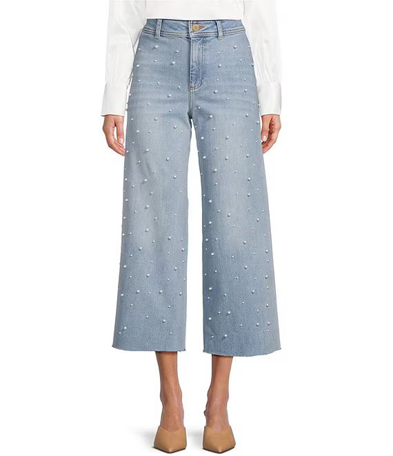 Alexandra Pearl Wide Leg Crop Denim Jeans | Dillard's