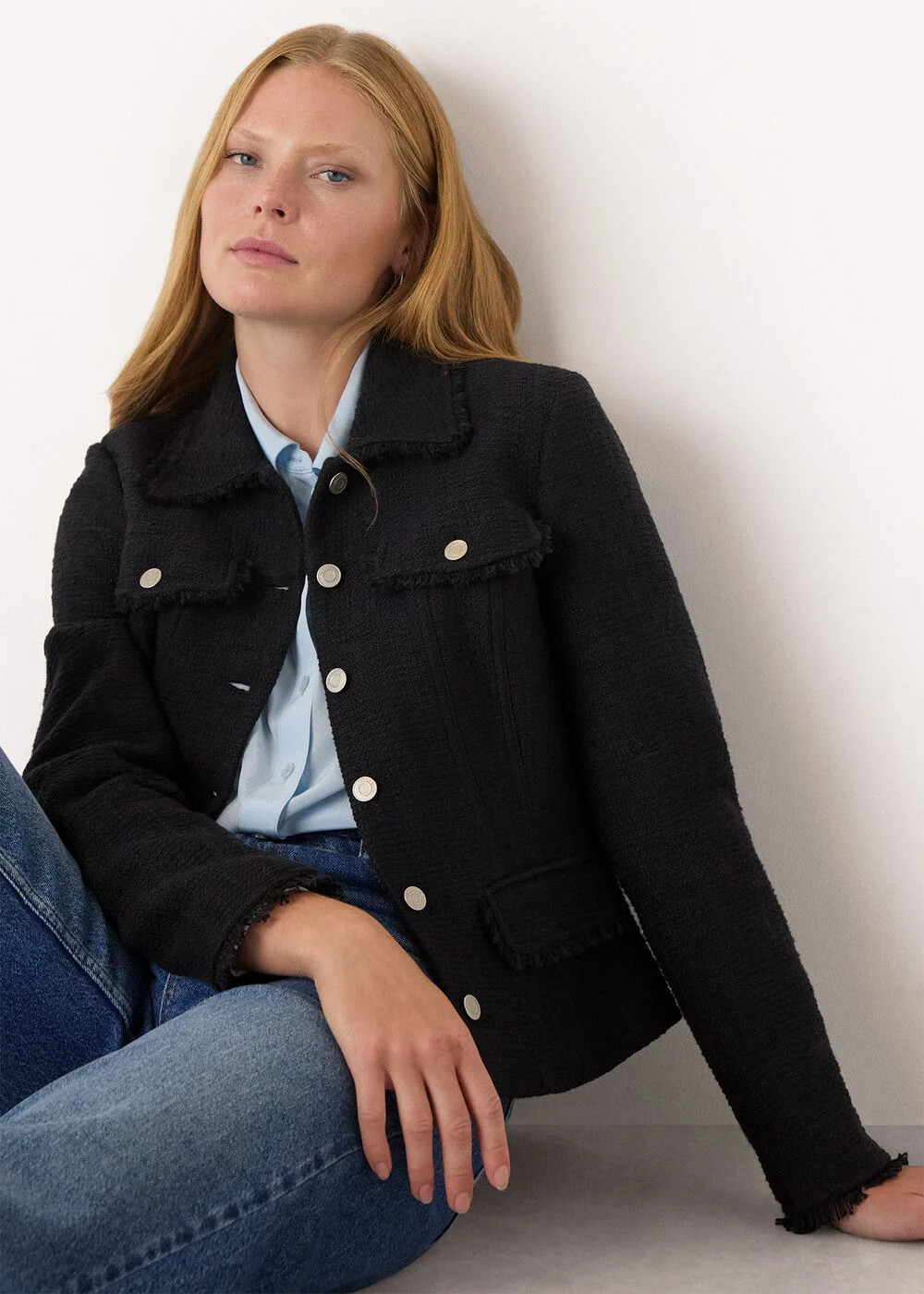 Black Lucie Boucle Jacket | WHISTLES | Whistles UK | | Whistles