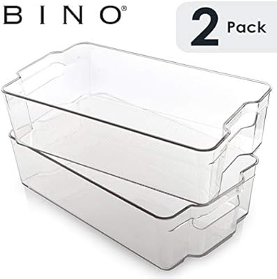 BINO Stackable Plastic Organizer Storage Bins, X-Large - 2 Pack - Pantry Organization and Storage... | Amazon (US)