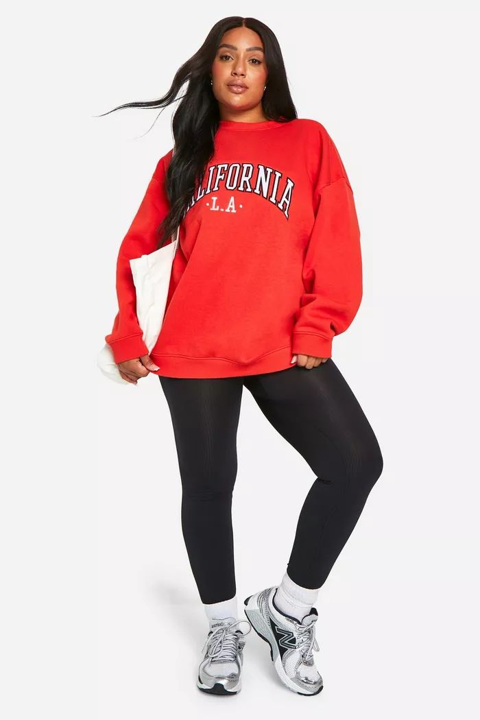 Plus California Applique Oversized Sweatshirt | Boohoo.com (UK & IE)