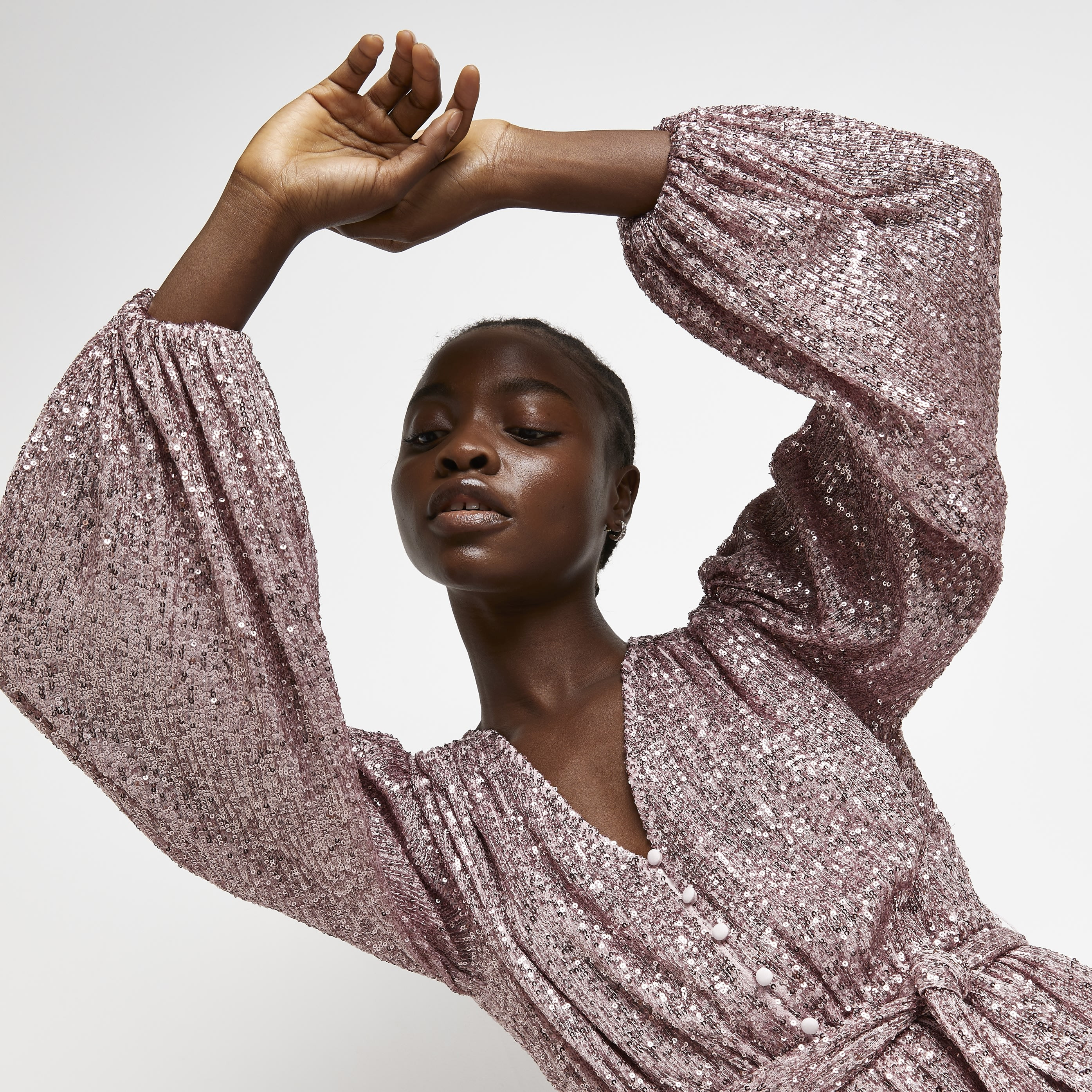 River Island Womens Pink sequin belted mini dress | River Island (UK & IE)
