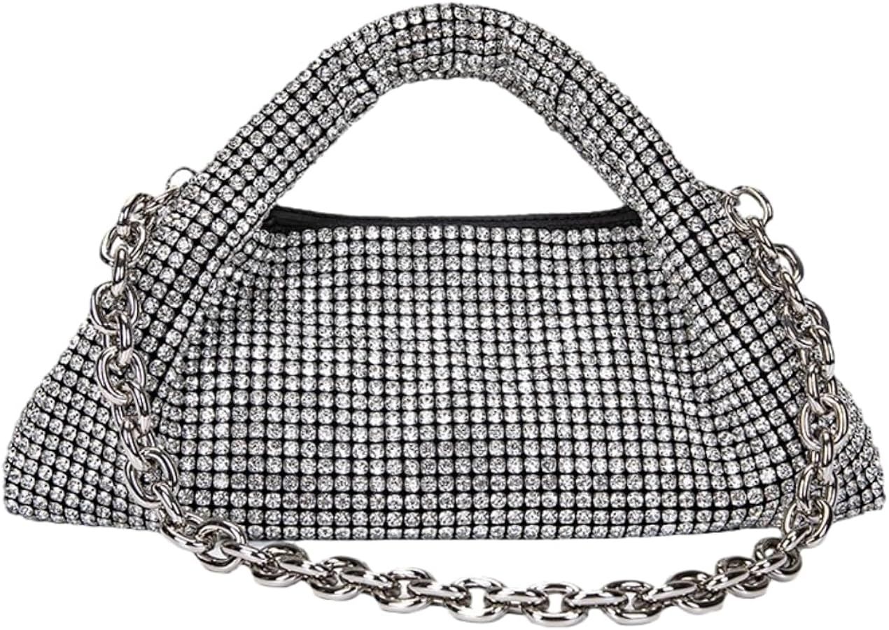 UMREN Bling Full Glitter Knotted Handbag for Women Crystal Rhinestone Hobo Dumpling Bag Diamond E... | Amazon (US)