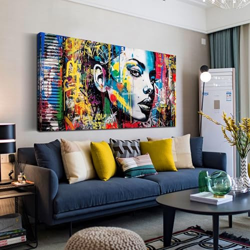 CIRABKY African American Wall-Art for Living Room - Black Girl Wall Art - Graffiti Wall Decor Colorful Pictures Big Poster Size 29" x 59" | Amazon (US)