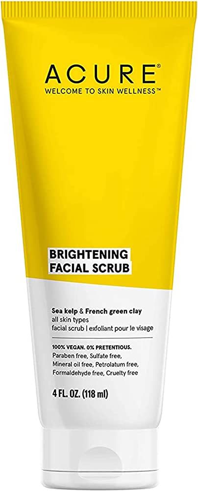 Acure Brightening Facial Scrub - 4 Fl Oz - All Skin Types, Sea Kelp & French Green Clay - Softens... | Amazon (US)