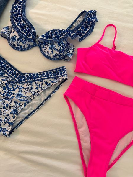 Amazon swimsuits under $50 - summer style - beach outfit - resort style - blue and white bikini - pink bathing suit 

#LTKSaleAlert #LTKSwim #LTKFindsUnder50