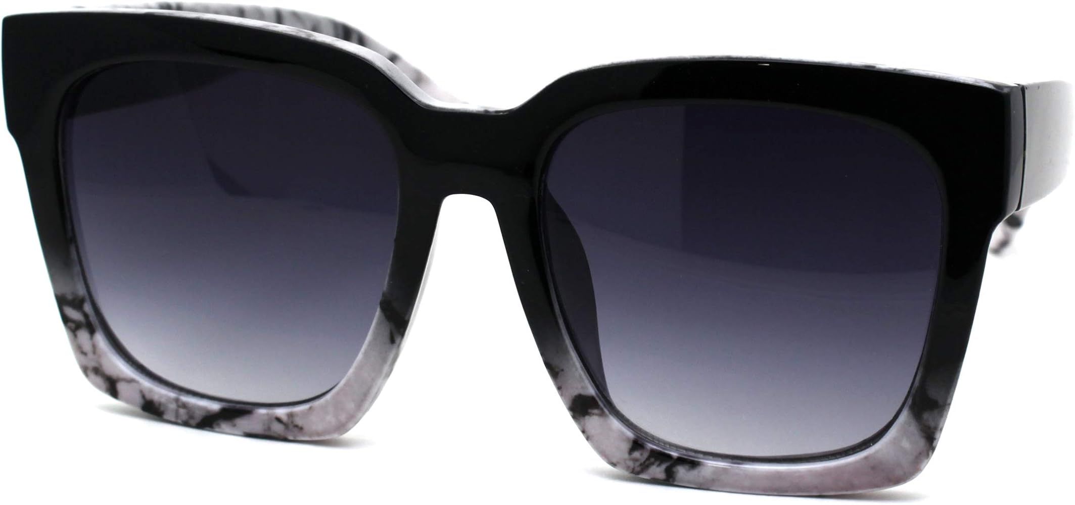 Womens Boyfriend Style XXL Oversize Horned Rim Thick Plastic Sunglasses | Amazon (US)