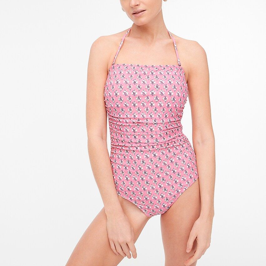 Floral strapless one-piece swimsuit | J.Crew Factory