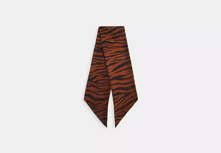 Tiger Print Silk Wide Skinny Scarf | Coach (UK)