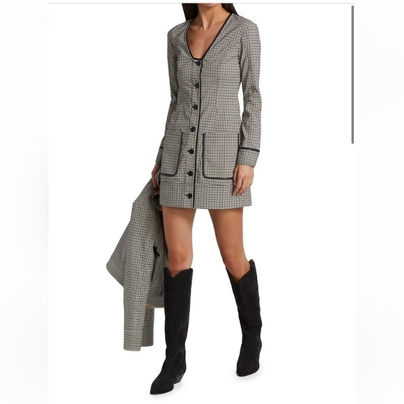 New! NWOT STAUD Fairham Mini Dress in Evergreen Plaid Size Medium | Poshmark