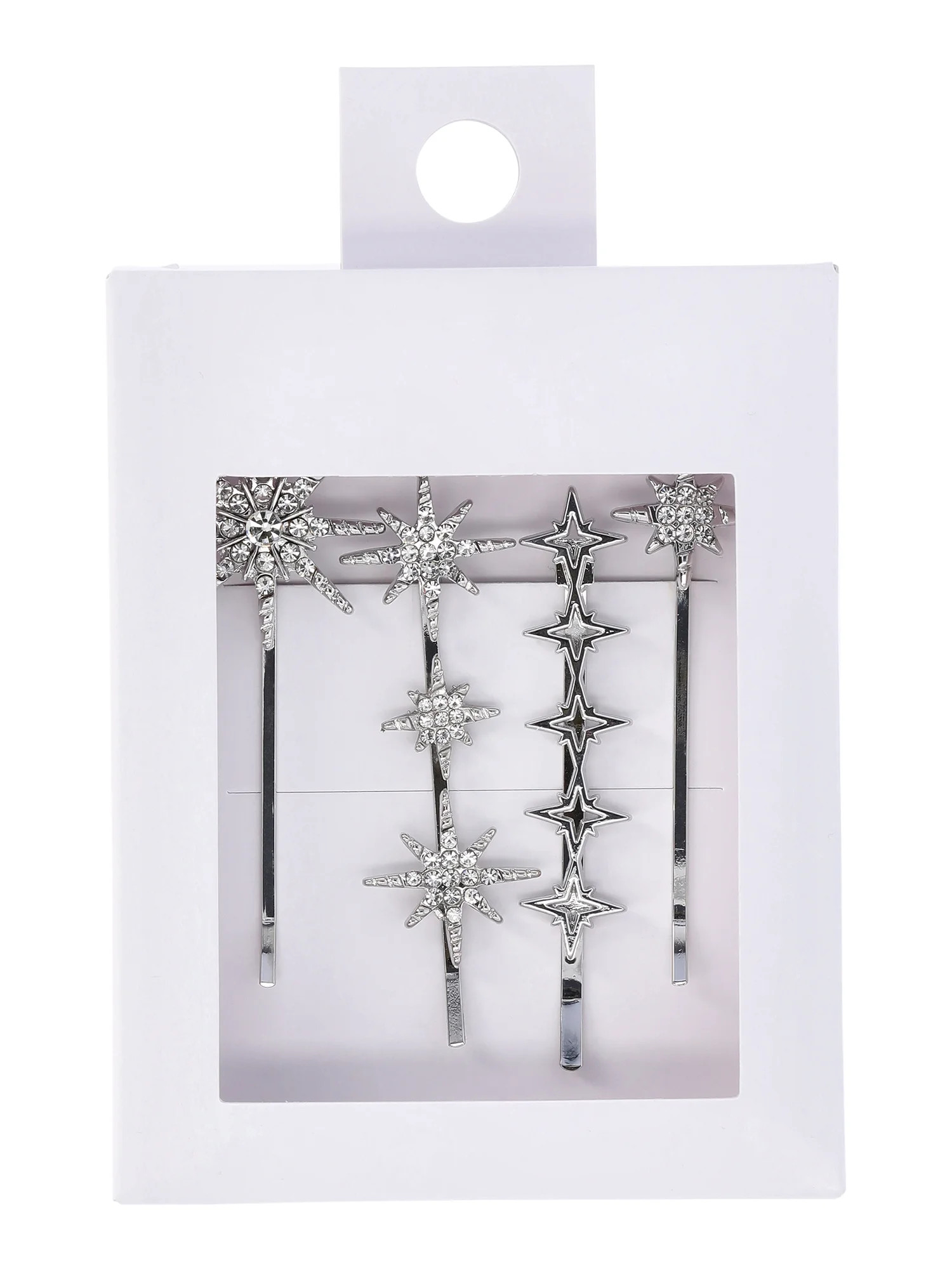Time and Tru Women's Silver Tone Bobby Pin Set, 4-Piece | Walmart (US)