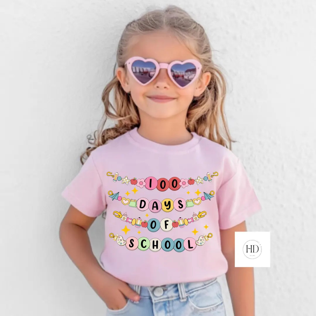 Kids Girls 100 Days of School 2025 Friendship Bracelet Tee Youth Tees 100 Days 2025 School Tees G... | Etsy (US)