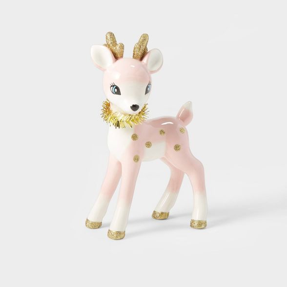 Retro Reindeer Decorative Figurine Pink - Wondershop&#8482; | Target