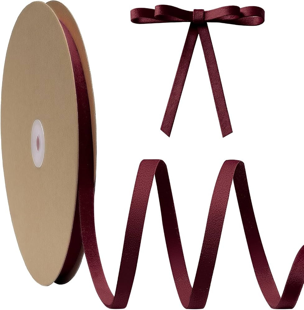 FAKILO Wine Red Velvet Ribbon Double Faced 3/8 Inch x 30 Yard Wine Red Vintage Velvet Christmas R... | Amazon (CA)