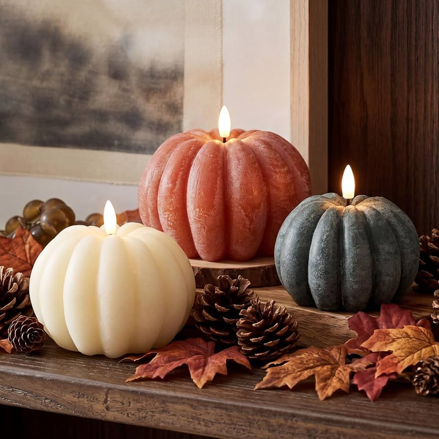3 PCS Fall Pumpkin Flameless Candles | Amazon (US)