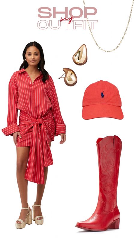 Spring dress, Bardot, fashionpass, Ralph Lauren hat, red cowboy boots, drop earrings 

#LTKshoecrush #LTKfindsunder100 #LTKFestival