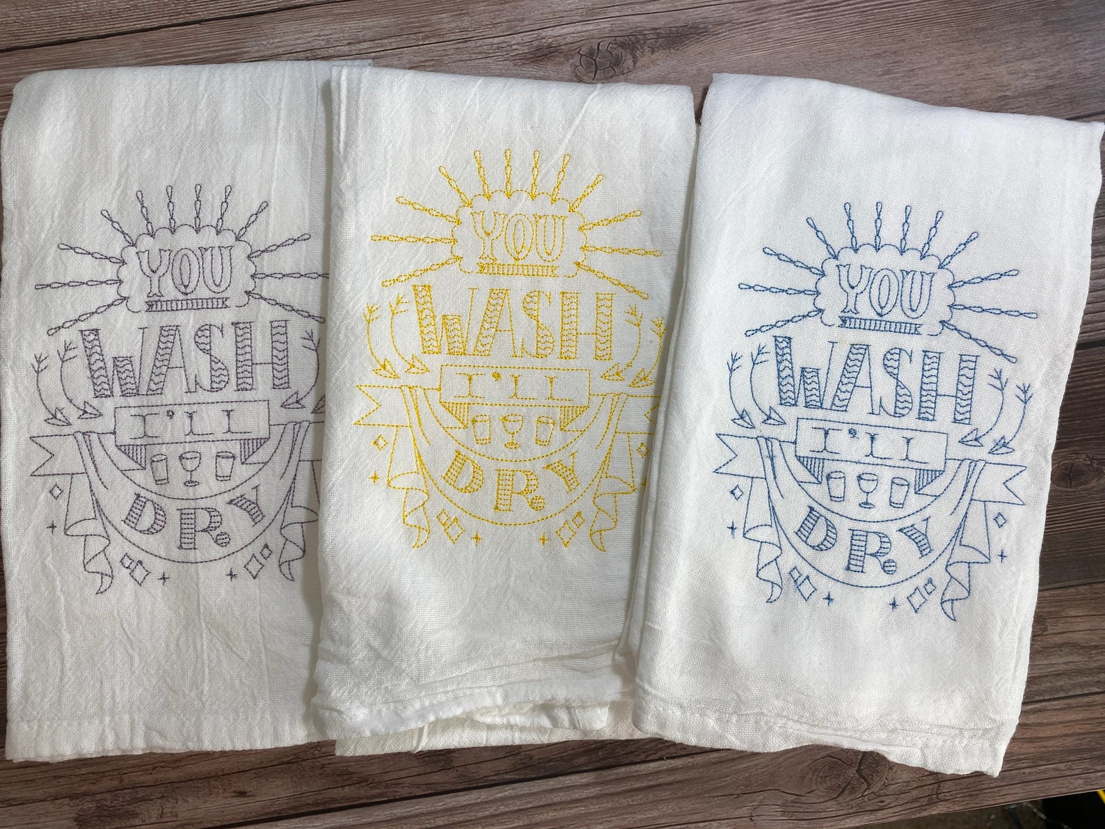 You Wash and I'll Dry Embroidered Flour Sack Towel Funny - Etsy | Etsy (US)