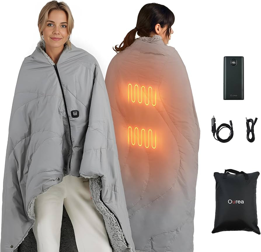 Ourea Heated Blanket Battery Operated, Wearable Portable Electric Blanket with Rechargeable 20000... | Amazon (US)