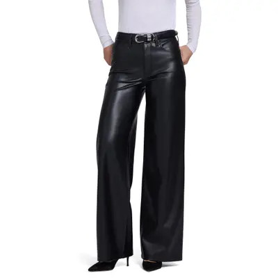 NYDJ Teresa Faux Leather Wide Leg Pants in Black at Nordstrom, Size 14 | Nordstrom