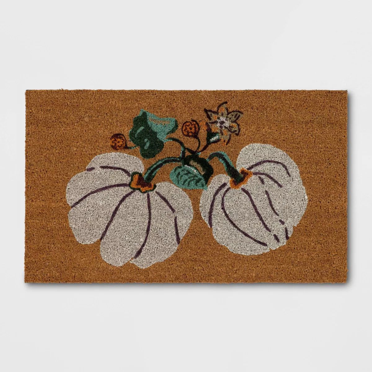 1'6"x2'6" Pumpkin Floral Coir Doormat White - Threshold™ | Target