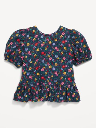 Printed Short-Sleeve Crepe Ruffle-Hem Top for Toddler Girls | Old Navy (US)