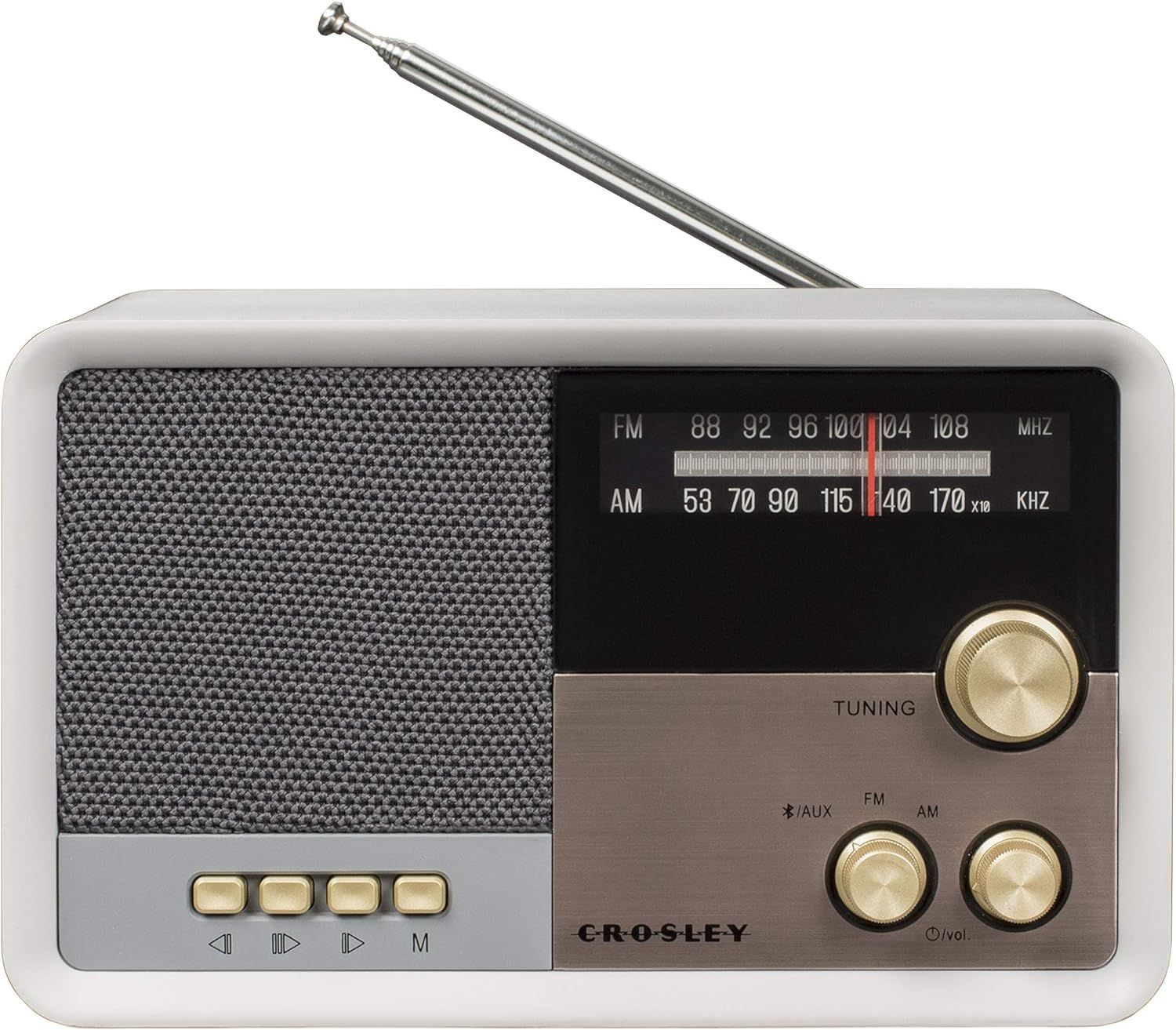 Crosley CR3036D-WS Tribute Vintage AM/FM Bluetooth Radio, White Sand | Amazon (US)
