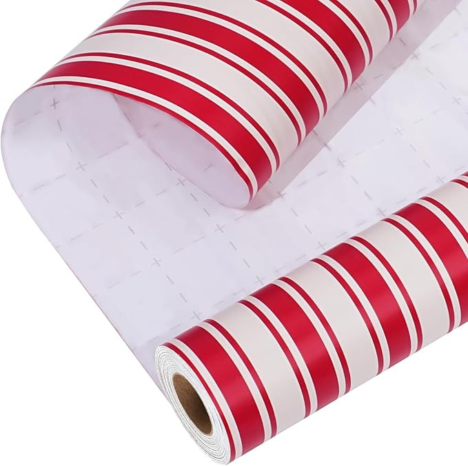 LaRibbons Christmas Wrapping Paper Roll, Classic Red & White Striped Gift Wrap for Christmas, Hol... | Amazon (US)