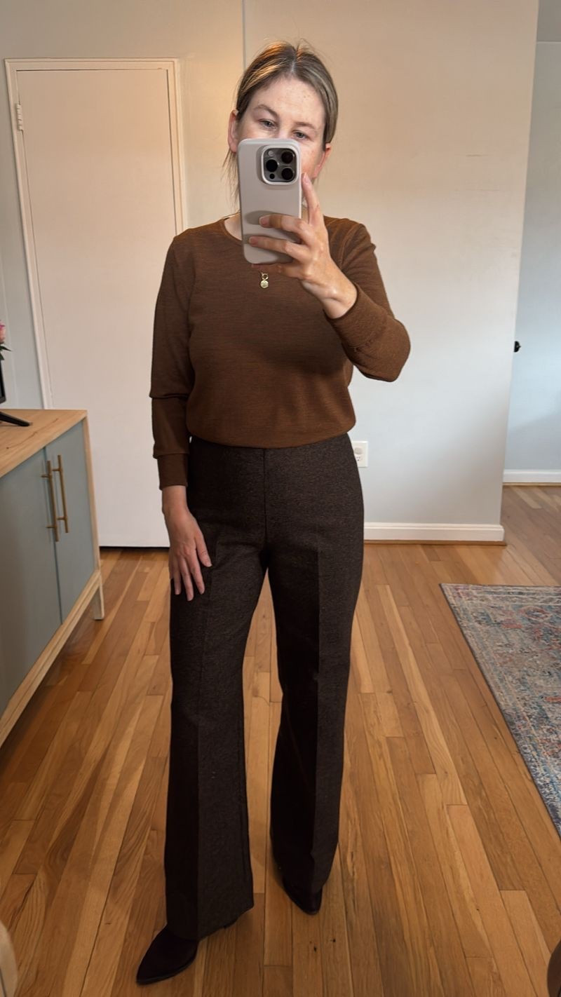 I'm wearing my normal size 6. I had these hemmed to go with my boots but they already fit in the waist and everywhere else. They match brown and black!

#LTKmomlife #LTKSeasonal #LTKootd