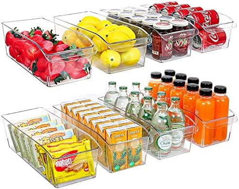 Amazon.com: Refrigerator Organizer Bins, HERKKA 8 Pack Clear Plastic Food Organizers with Handles... | Amazon (US)