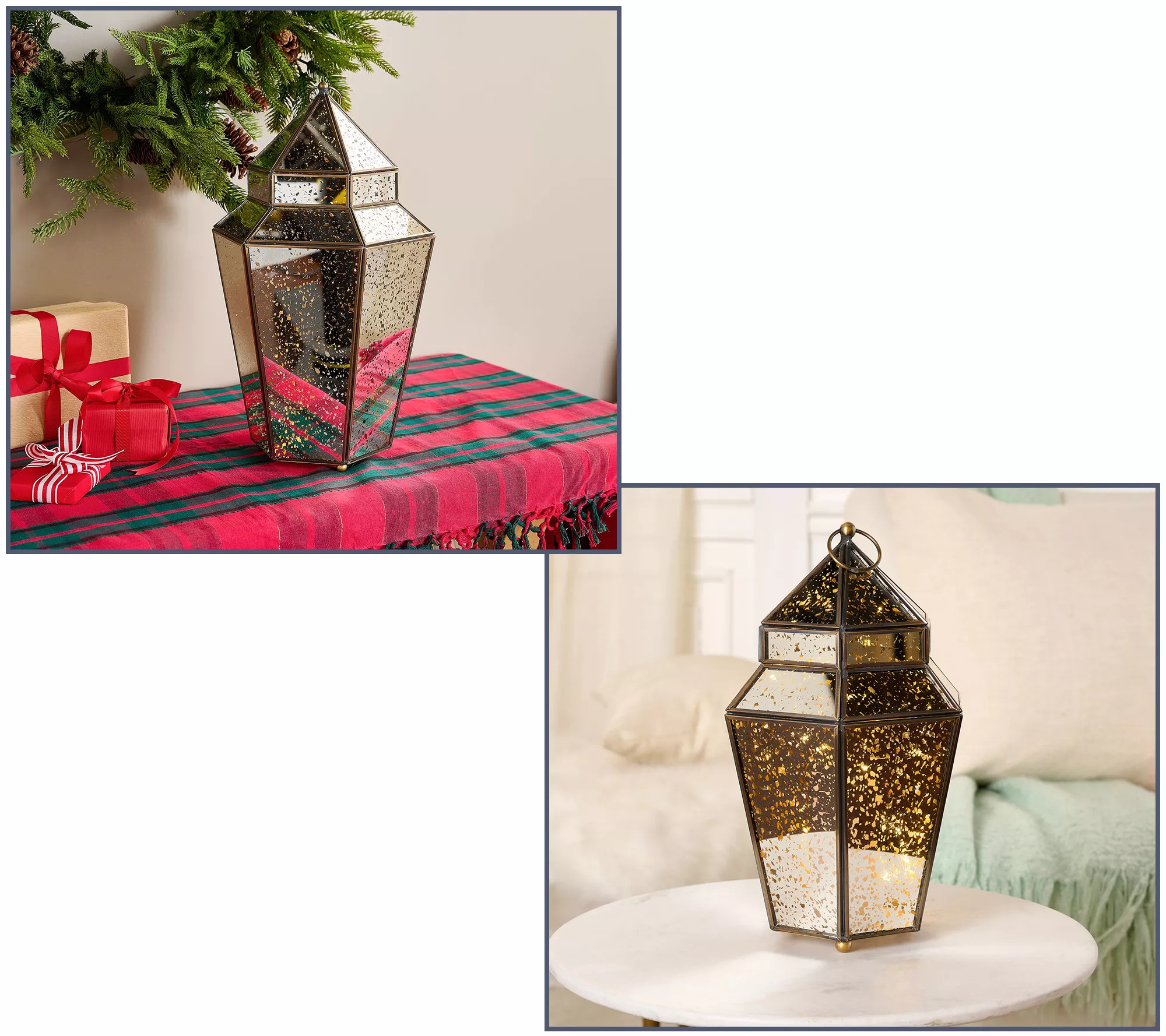 Illuminated Indoor/Outdoor Mercury Glass Lantern by Kim Gravel | QVC