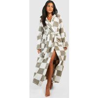 Womens Premium Flannelboard Fleece Bathrobe/Robe - Grey - 6 | boohoo (US & Canada)