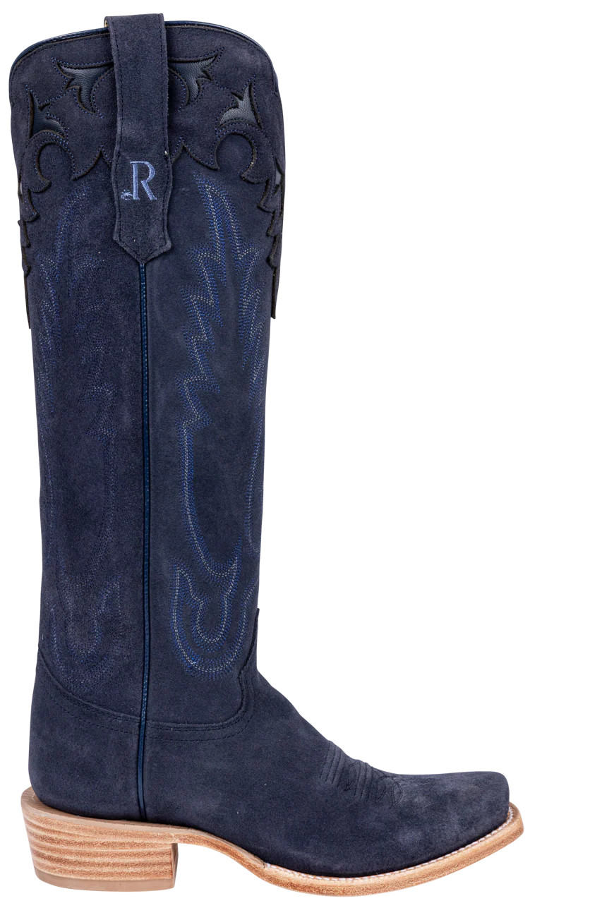 R. Watson Midnight Blue Roughout Narrow Cowgirl Boots | Pinto Ranch | Pinto Ranch