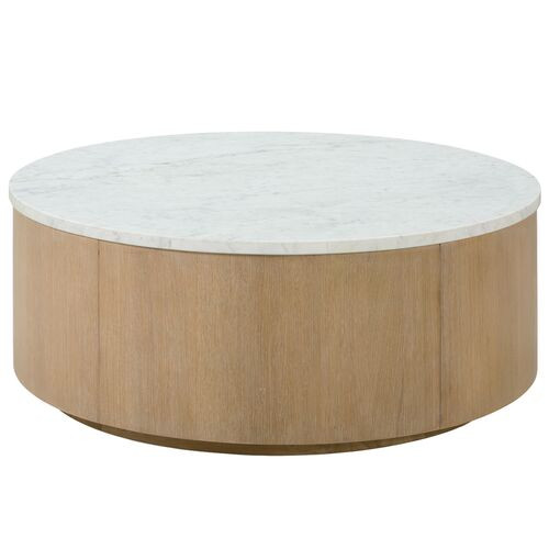 Audrey Round Marble Top Coffee Table, Natural/White | One Kings Lane
