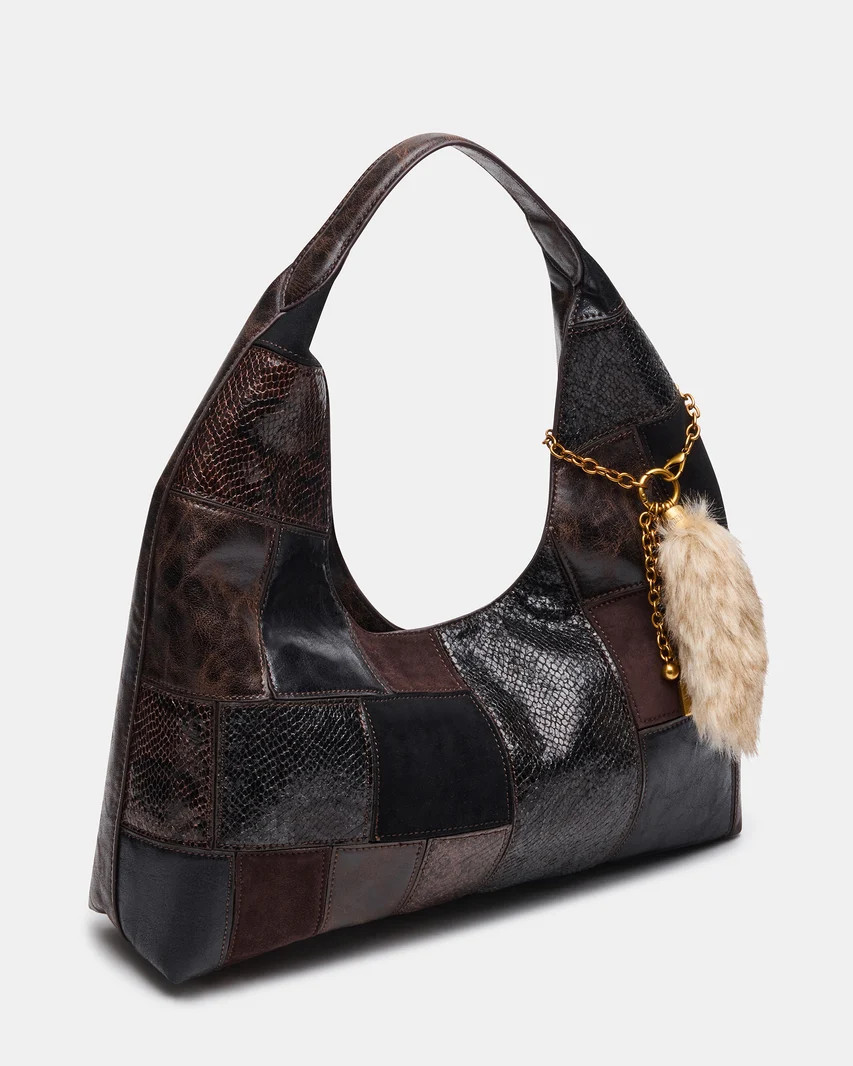 AURRA Dark Multi Patchwork Charms Shoulder Handbag | Steve Madden (US)