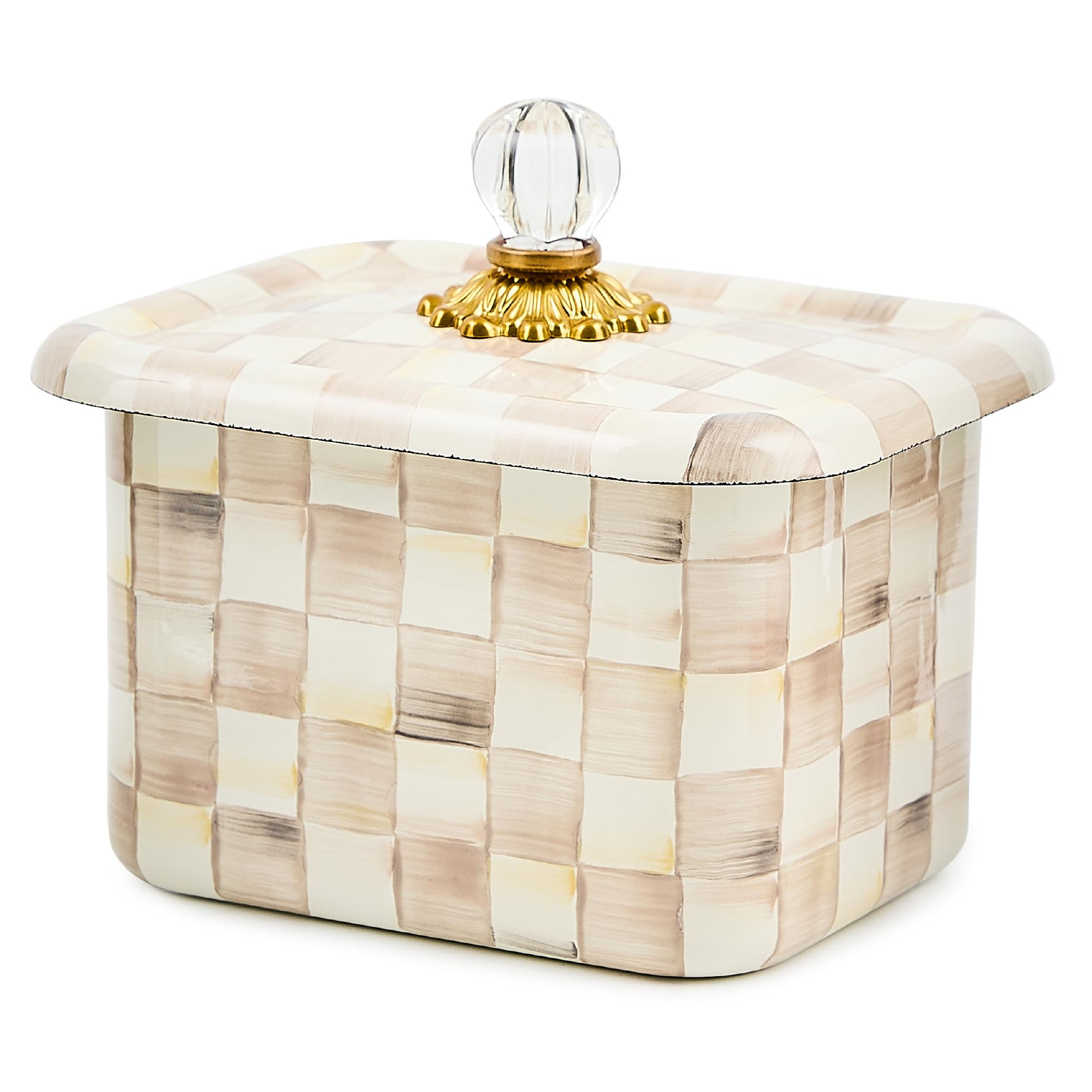 MACKENZIE-CHILDS Enamel Recipe Box, Index Card Box with Lid, Includes 40 Recipe Cards, Brown-and-... | Amazon (US)